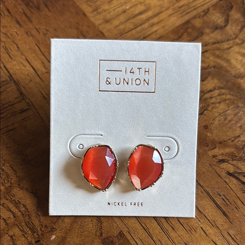 14th & Union amber tone jewel stud earrings NEW